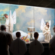 Despite extensive efforts to replicate a firmament in which the angels would be comfortable engaging in coitus, the divine beings largely remain far apart on clouds at opposite ends of their enclosure.